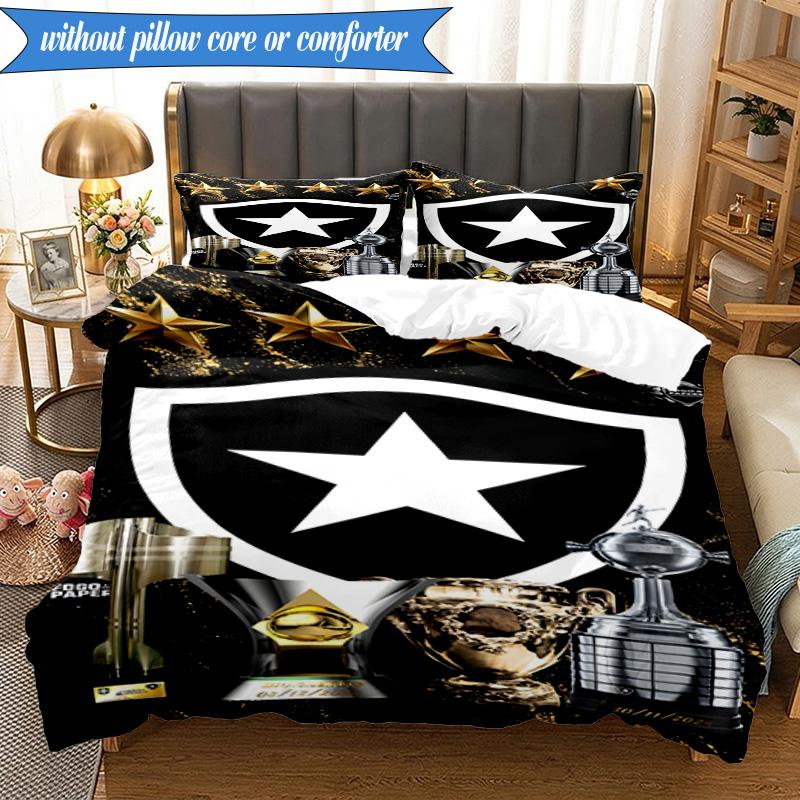 3PCS Botafogo De Futebol E Regatas Printed Soft Bedding Set,Including 1pc Duvet Cover And 2pcs Pillowcases Perfect for Bedroom, Dormitory, Fan Gift