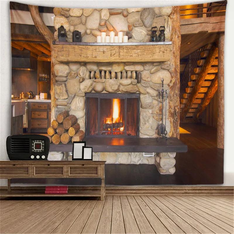 Window View Tapestry Wall Hanging Bedroom & Living Room Wall Decor Backdrop Tree Hollow Stove Hanging Large Tapestry