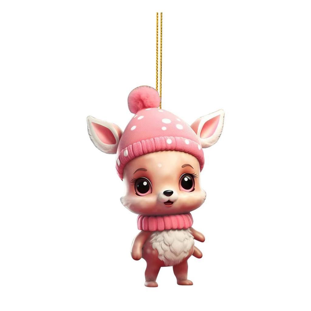 

Восхитительное розовое акриловое рождественское украшение в виде оленя для автомобиля для праздничного настроения 6