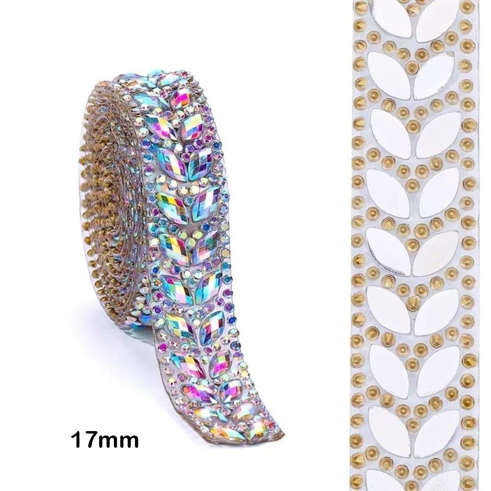 1Yard/90cm Self-Adhesive Rhinestone Trim Multi-color Crystal DIY Rhinestone Trimming Tape Iron On AB Color Crystal Tape