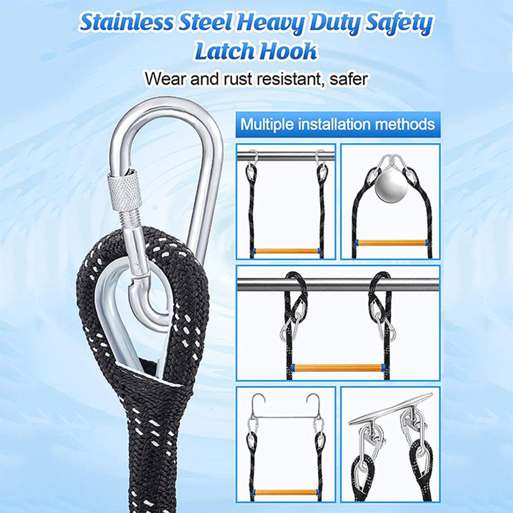 4 Step Boat Rope Ladder Folding Marine Rope Ladder Heavy Duty Climbing Rope Portable Rope Boarding Ladder