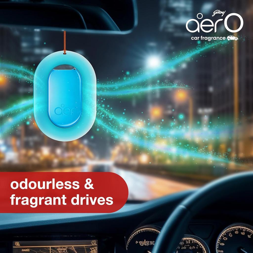 Godrej Aer O Hanging Car Air Freshener Gel Pack of 2 – Cool Aqua Scent Long-Lasting Spill-Proof Car Fragrance 7.5g