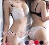 collection Sexy Lace Ribbon Bra and Panty Set for Size L MR Women, Purple,