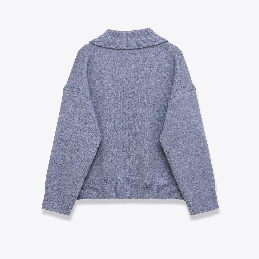 European and American style, new women's clothing, fashionable and versatile cross-border cashmere blended POLO shirt-type knitted sweater