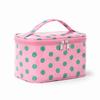 Polka Dots Travel Make-up Bag with Compartments – Coated Cosmetic Bag for Women, Waterproof, Portable, Flat-Folding Toiletry Bag