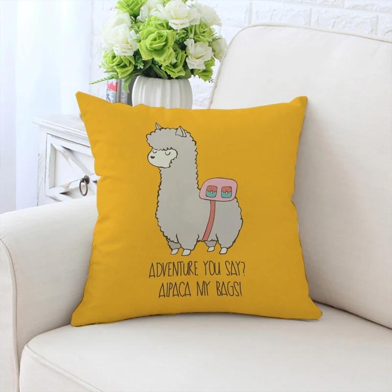 Cute Cartoon Alpaca Pillowcase Car Ornaments Office Living Room Sofa Home Pillowcase