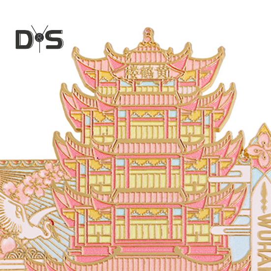 Yellow Cranes Tower Refrigerator Magnet 3D Wuhan Landmark Chinese Style Building Magnetic Fridge Decoration Home Office Kitchen Locker Ornament