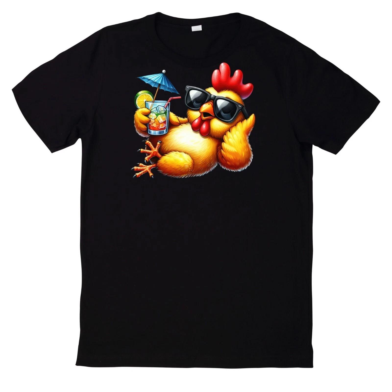 

Cute Summer Cocktail And Animal 100% Cotton T-shirt Mens Womens Tees Top- XL