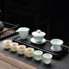 Handun Suet Jade Shadow Green Gongfu Tea Set
