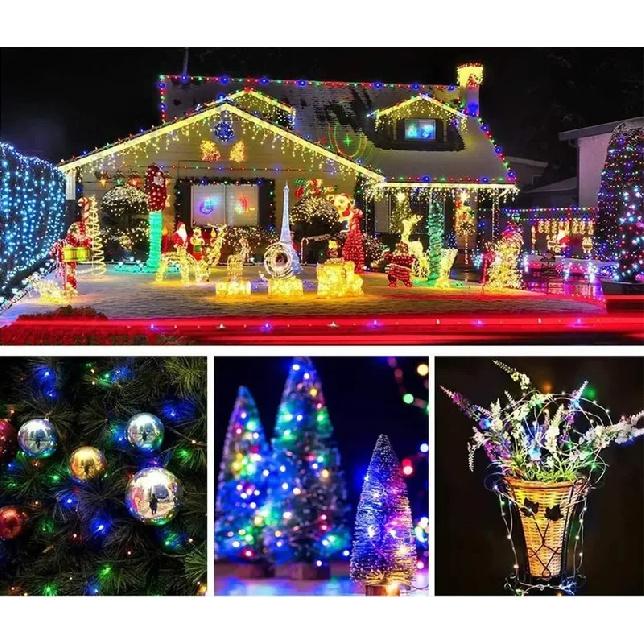 Outdoor Solar String Light LED Fairy Garland Copper Wire Light Garden Yard Party Christmas Decoration Lamp 8 Mode