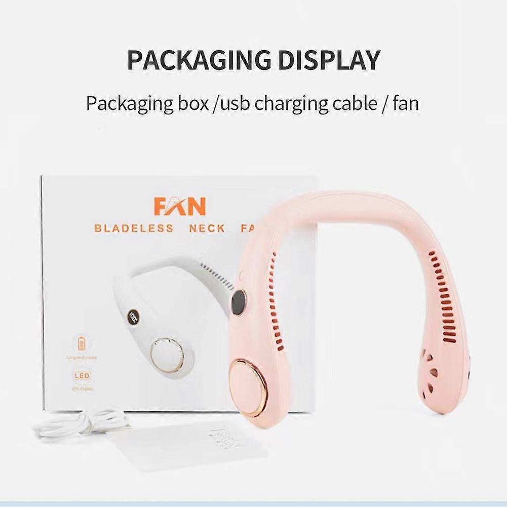 LED Bladeless Neckband Fan B Rechargeable Neck Hanging Cooler Portable Fan