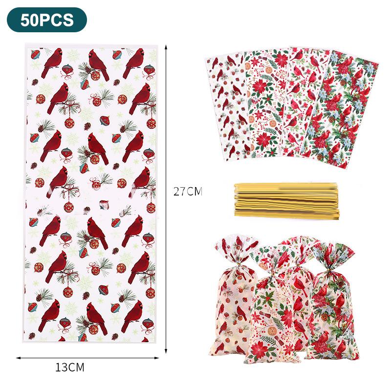 50 Buc Pungi de Ambalare pentru Fursecuri de Crăciun cu Legături din Panglică Crăciun Petrecere Surpriză Pungă Bomboane Festival Cadou Imprimare Crăciun