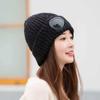 Warm Woolen Yarn Skiing Hat with Fake Windproof Glasses Stylish Knitted Cap New Year Christmas Gift