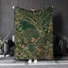 Enchanted Woodland Animal Flannel Blanket, Vintage Forest Print Cozy Flannel Throw for Sofa, Fox Squirrel Bird Themed Home Decor