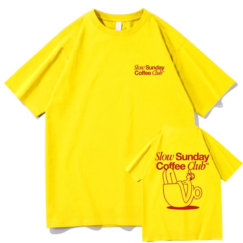 Slow Sunday Coffee Club T Shirt Women Harajuku Vintage Graphic Tshirt Classic Unisex High Quality Retro Tee Shirts