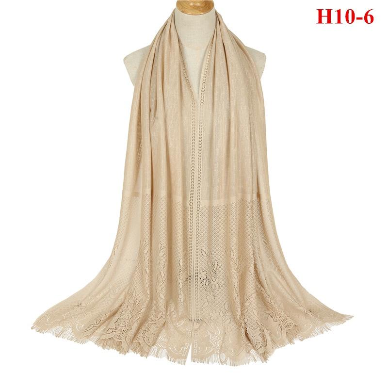 Spitzen-Patchwork Damen Malaysischer Schal Wickeltuch Muslimischer Hijab Kopftuch Sommer Islamischer Langer Schal