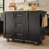 Kitchen Island - MUVOE - Black - Removable Casters - 3 Drawers - High-quality Dense Panel