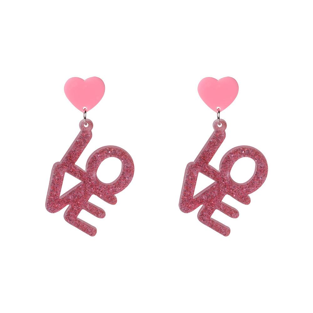 Fully Managed Environmentally Friendly Acrylic Earrings, Fashionable And Romantic Love Love Stud Earrings