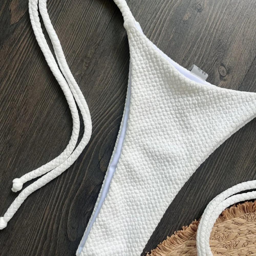 2025 Special Fabric Metal Texture Women's New Solid Color Bikini  Split Swimsuit Nylon Swimsuit