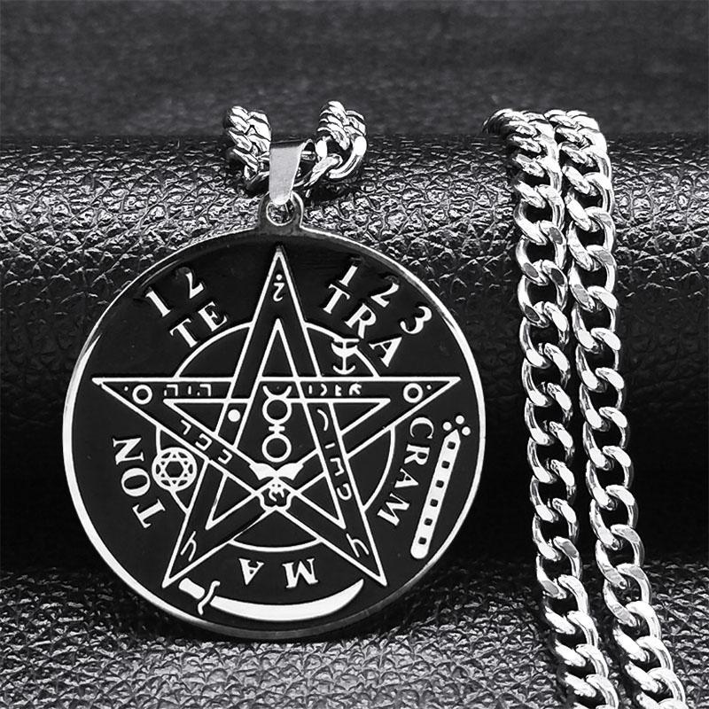 Witchcraft Gothic Dark Pentagram Necklace Stainless Steel Original Tetragrammaton Salomon Amulet Necklaces for Women Jewelry
