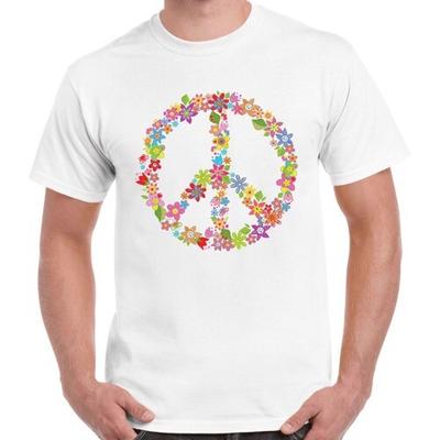 Friedenszeichen Blume Sommer Kühl Hipster Männer Frauen Retro Geschenk Unisex T-Shirt 2567