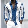 Men's Collared Shirt with Creative Musical Note Print, Trendy Long-sleeved Casual Top for Everyday Wear, Dates, and Outings.