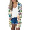 Dam Casual Mode Blommig Tryck Långärmad Mellanlång Kofta Jacka
