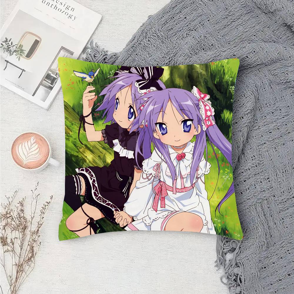 Anime Lucky Star Pillow Case Fashion Square Pillowcase Bedroom Sofa Room Ins Decoration Leisure