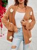 New Winter Floral Cardigan Long Sleeve Knit Sweater Coat for Women