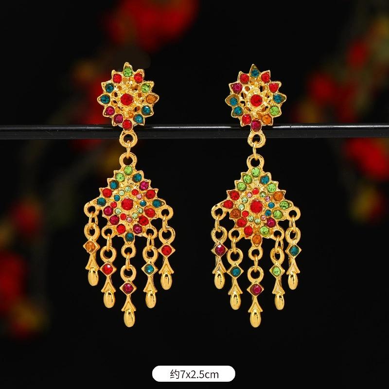 

BLINGBAY женские серьги-подвески в тайском этническом стиле, серьги-гвоздики в стиле ретро, ​​дворцовые серьги с кисточками, ювелирные изделия, подарок