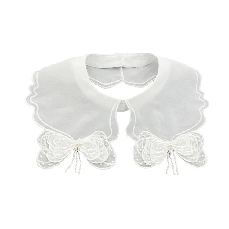 

Искусственный воротник с краями лепестков, декоративный воротник с бантом для платья, съемный накладной воротник, универсальная полушаль, элегантный галстук белый