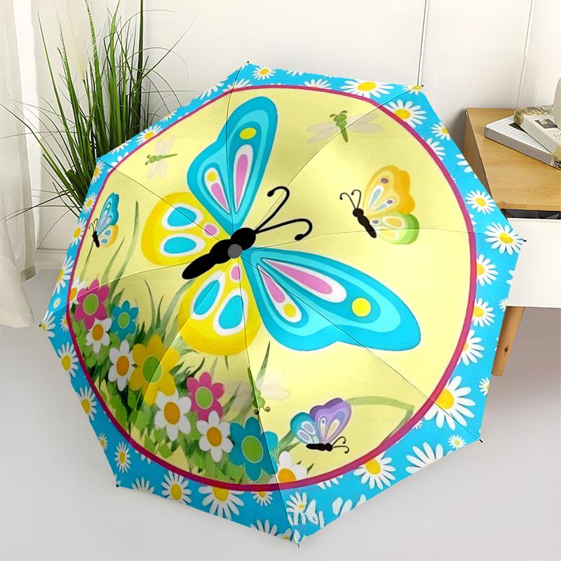 1pc Butterfly Clock Automatic Umbrella - Automatic Opening And Closing, Sturdy Iron Frame, Portable Folding Design yy251018158