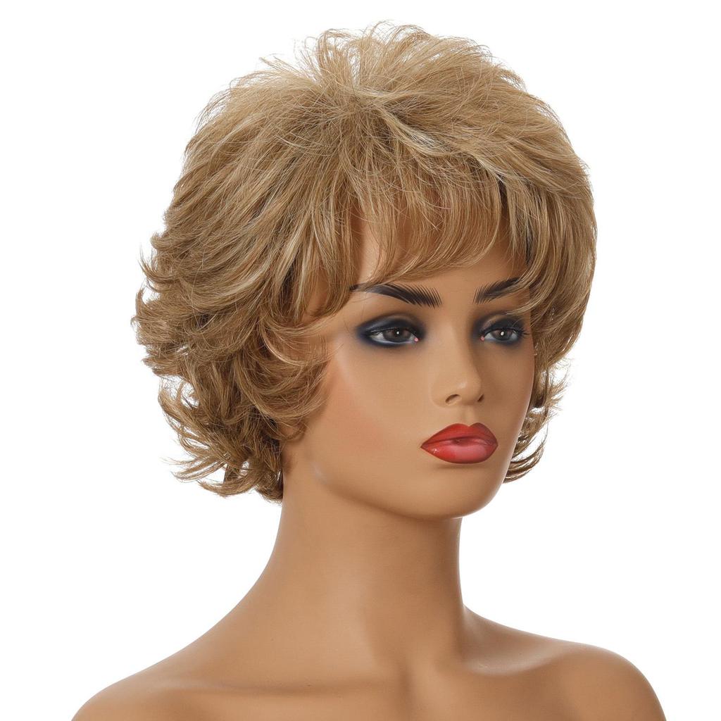 Synthetic Blonde Wigs Curly for Women Short Wig Natural Hairstyle Dark Roots Ombre Hair High Quality Wigs For Ladies KTB