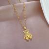 Light Luxury Temperament Gorgeous Full Diamond Heavy Industry Bear Necklace Female Versatile Collarbone Chain Titanium Steel Chain