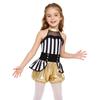 Costume Jumpsuit da Domatore di Circo per Bambina Senza Maniche Patchwork Vita Sovrapposta Romper Metallico