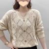 Plus Size Women V Neck Long Sleeve Knit Sweater Mom Spring Autumn Pullover Loose Fit Stomach Covering Outerwear Top