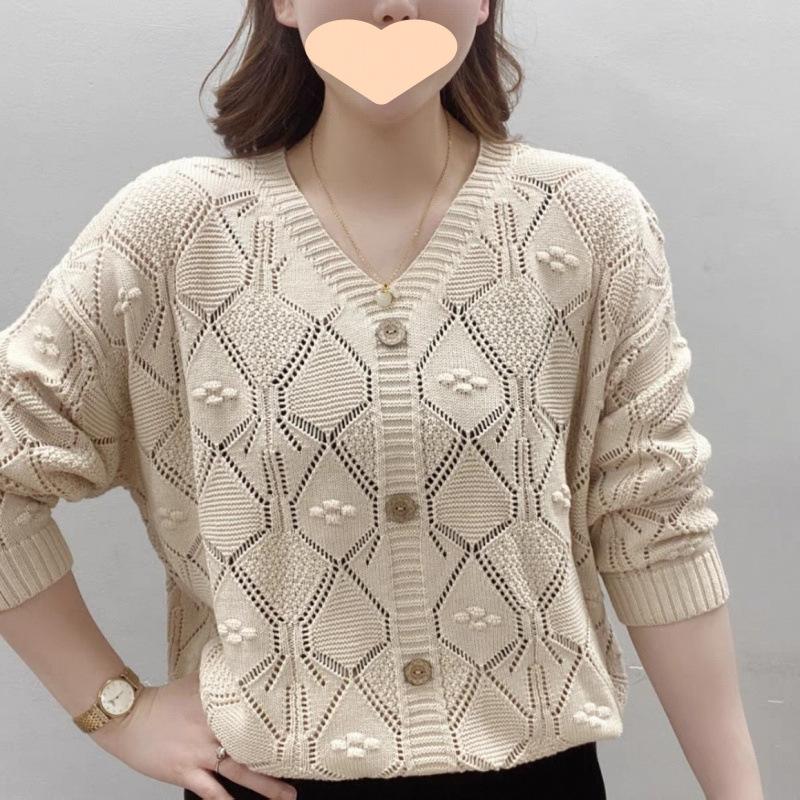 Plus Size Women V Neck Long Sleeve Knit Sweater Mom Spring Autumn Pullover Loose Fit Stomach Covering Outerwear Top