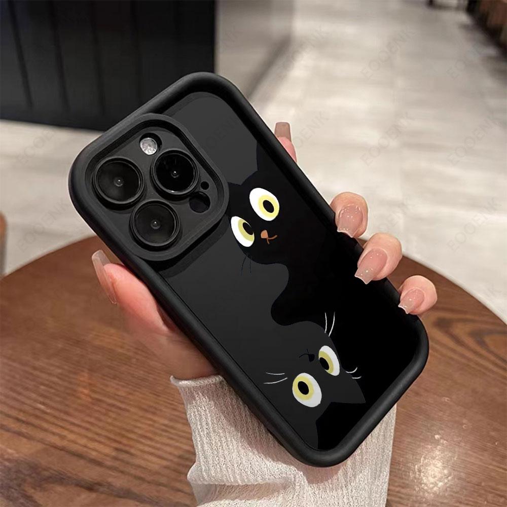 Cute Cartoon Cat Soft Phone Case For iPhone 15 14 13 12 11Pro Max Cases iPhone XS Max Mini XR X 7 8 Plus SE Shockproof Cover