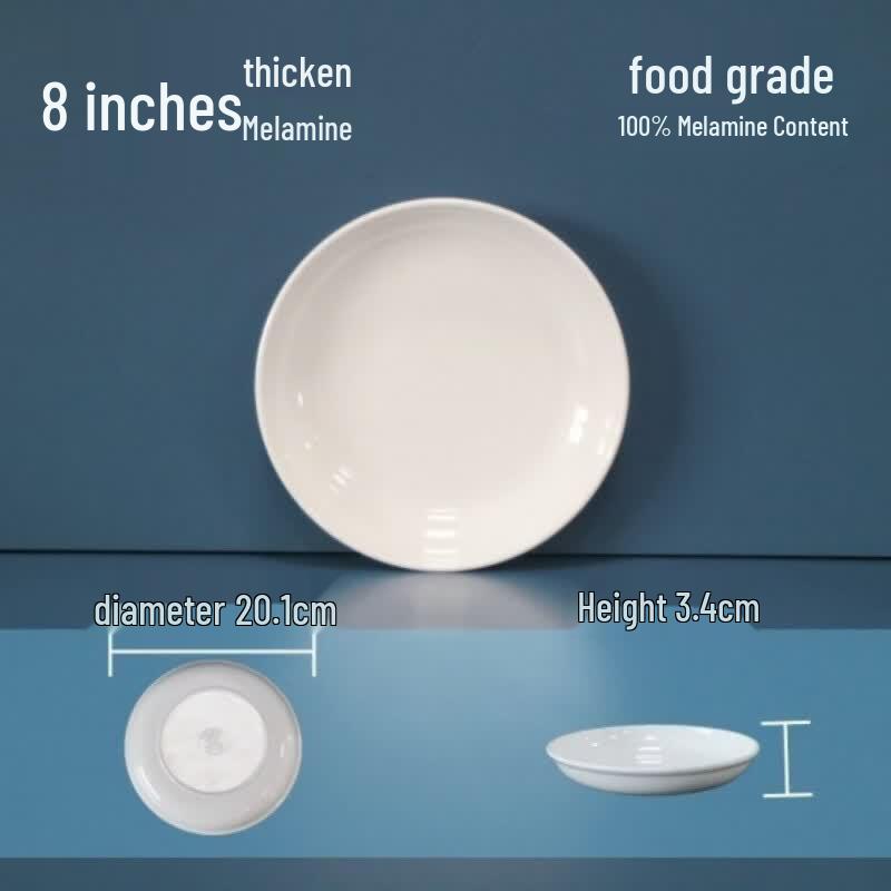 Lantuan 8-inch Melamine Deep Dinner Plates, 10-Pack