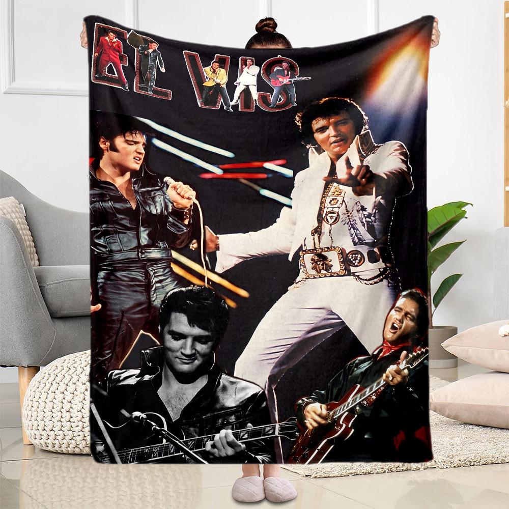 Elvis Presley Live Performance Blanket Durable Comfort Perfect for Office Bedding Office Chair for All Seasons Playful Design