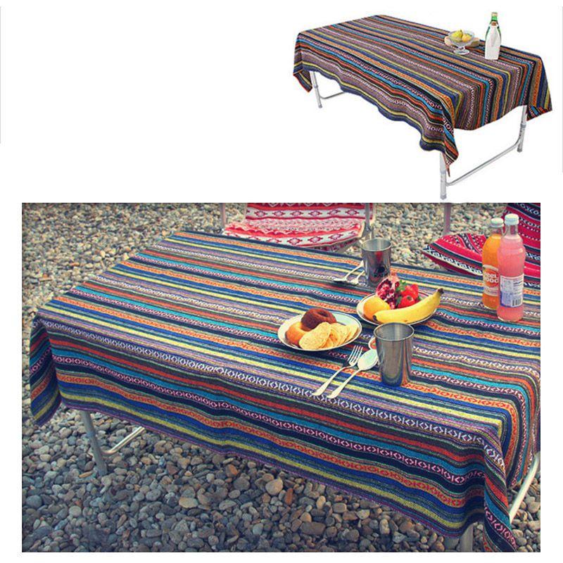 Premium Abstract Outdoor Picnic Tablecloth With Tribal Native American Print 43 X 55 Inches