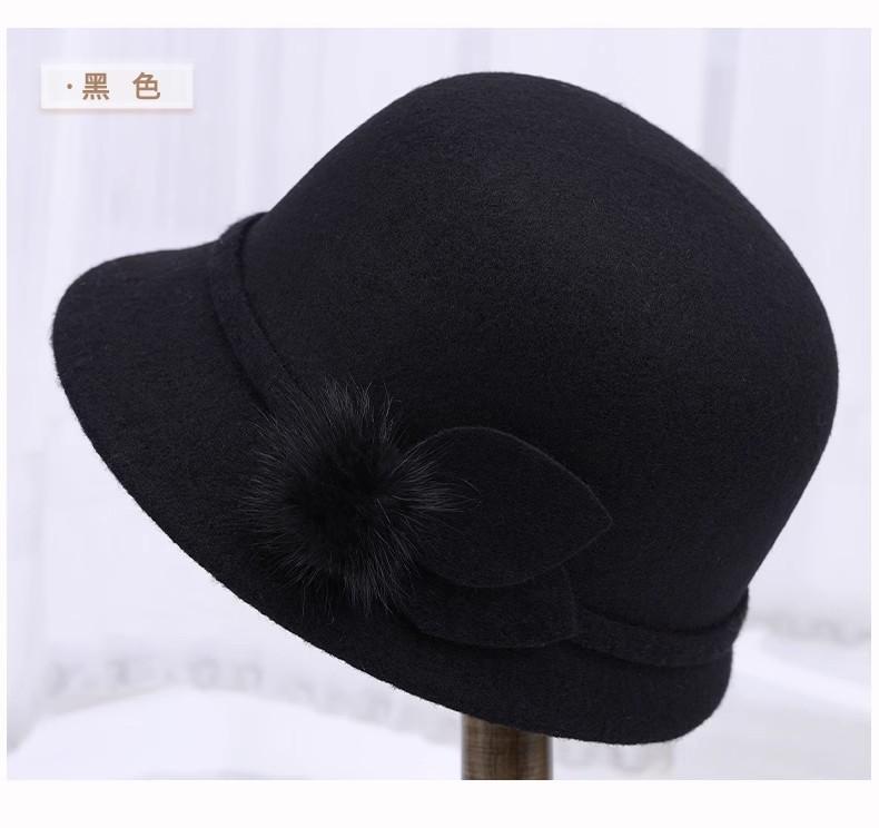 Fisherman'S Hat Children Autumn And Winter Wool Wool Elegant Flower Warm Basin Hat Casual Versatile Retro Top Hat