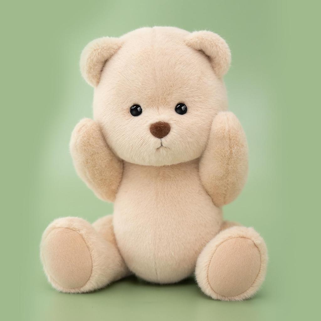TeddyTales Lina Bear Handmade Plush Teddy Bear Dress-Up Doll, Small, Milk White (20cm)