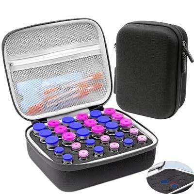 3ML/10ml Insulin Vial Storage Case 15/30 Slots Hard EVA Diabetic Protector Bag Shockproof Portable Travel Holder with MeshPocket