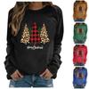 Top pullover con scollo a maniche lunghe, stampa natalizia, moda casual da donna