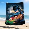 1pc Batman, Superhero Outdoor Flannel Throw Blanket Soft, Lightweight & Warm for Sofa, Office Chair, Camping & Travel Durable Polyester Fabric