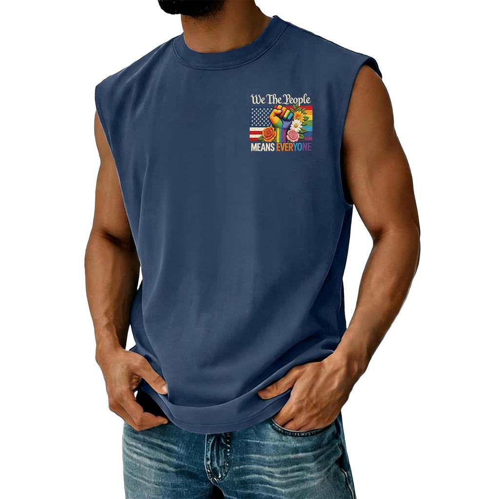 Men's Casual Sleeveless Tank Top Crew Neck Muscle Shirt with Graphic Print Lightweight Comfortable Fit for Everyday Wear