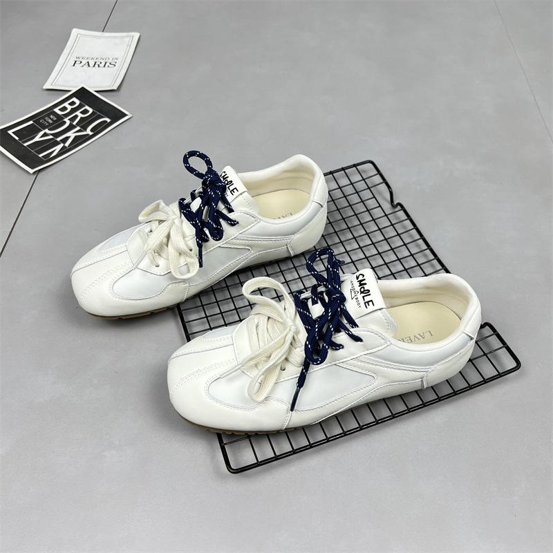 

Версия из мягкой кожи~ плоская подошва обувь Dexun женская 2025 весна и лето новая двухцветная лента внутренняя высота увеличивающая универсальная повседневная спортивная ш 40