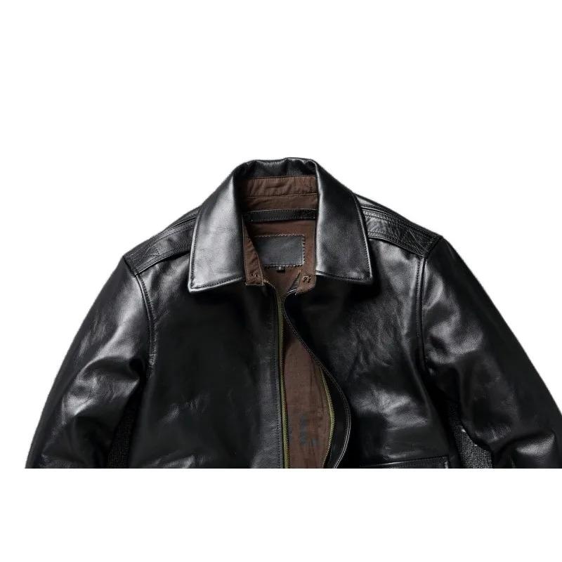 Chinese Size Classic A2 Genuine Horsehide Flight Suit Jacket Aviator Coats Genuine Leather Jacket Men Motorcycle Jackets Autumn