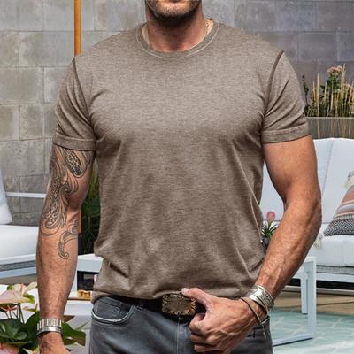 T-shirt da uomo girocollo cotone tinta unita manica corta basic maglia pullover casual t-shirt per sport palestra viaggio abbigliamento quotidiano